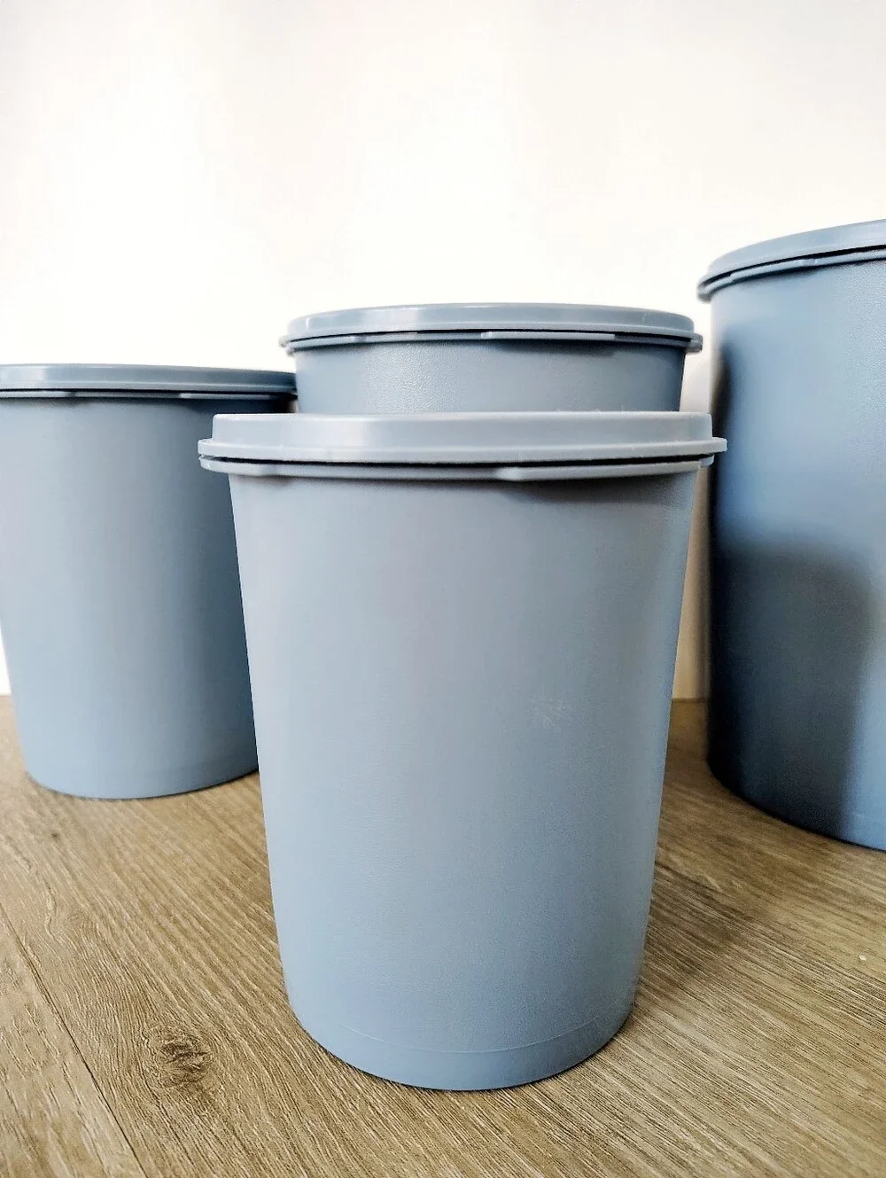 Vintage Tupperware Country Blue Canister Set of Four with Lids